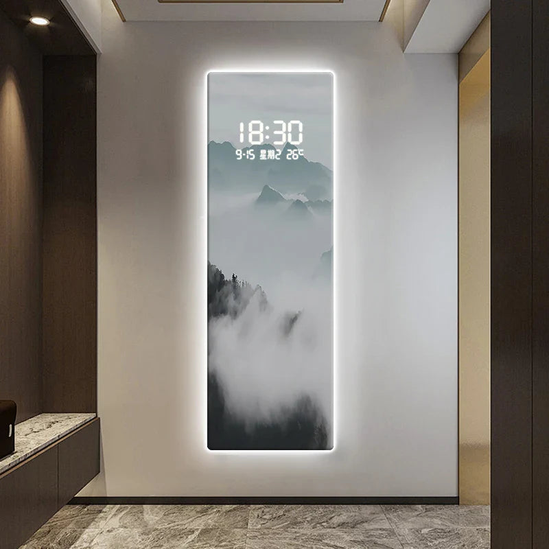 Digital clock, landscape decoration painting