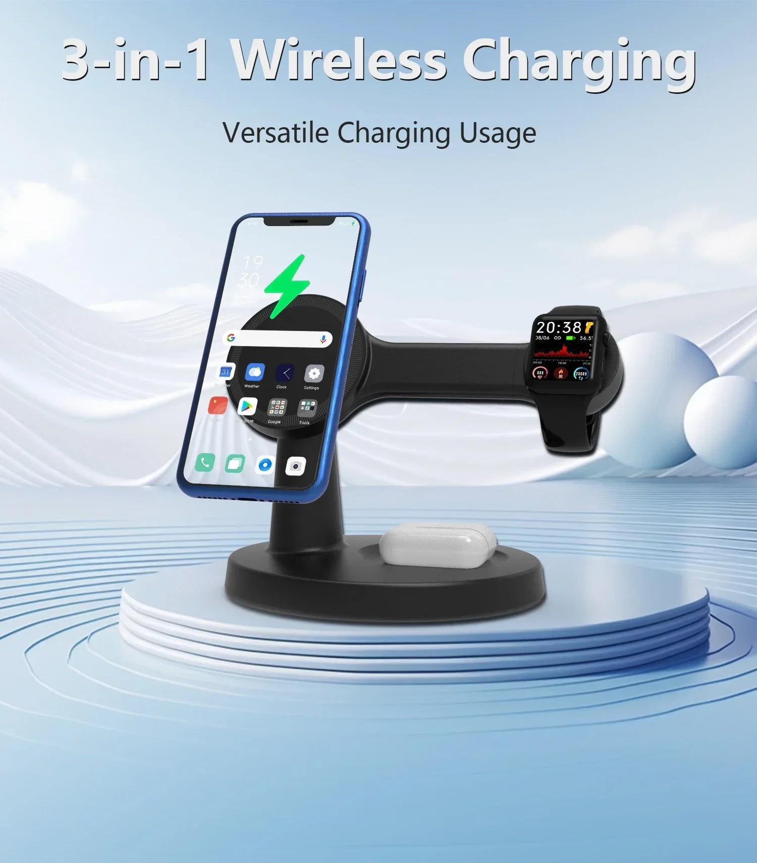 3 In 1 Magnetic Wireless Charger Stand