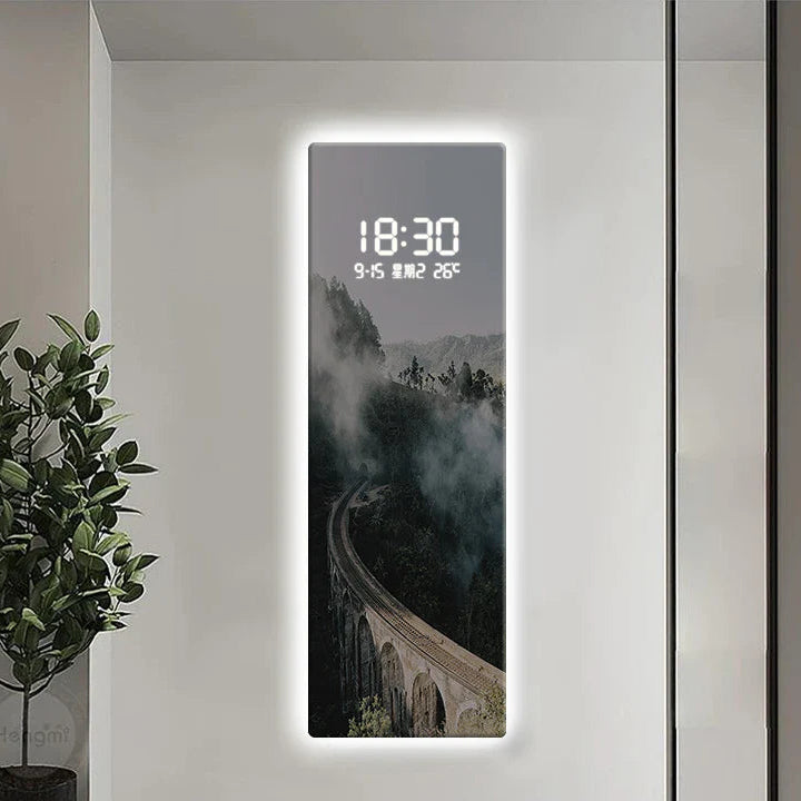 Digital clock, landscape decoration painting