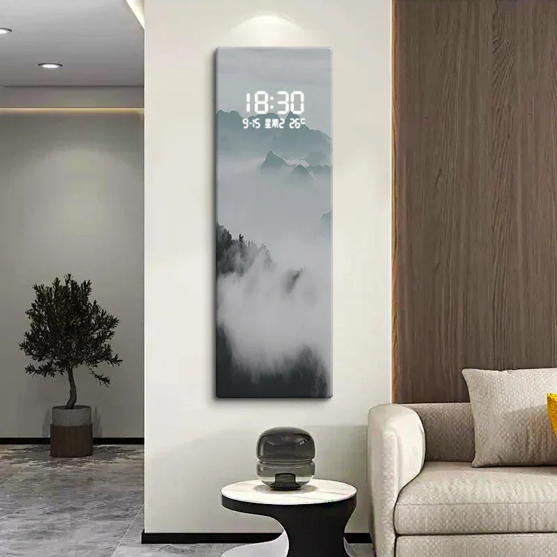 Digital clock, landscape decoration painting