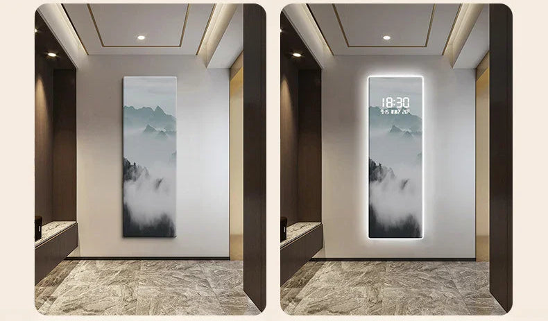 Digital clock, landscape decoration painting
