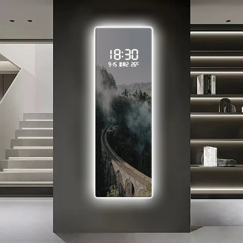 Digital clock, landscape decoration painting