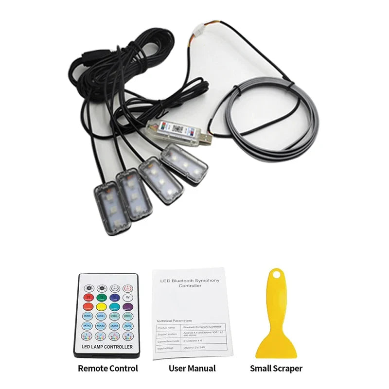Music Sync LED Car Interior USB Ambient Lights